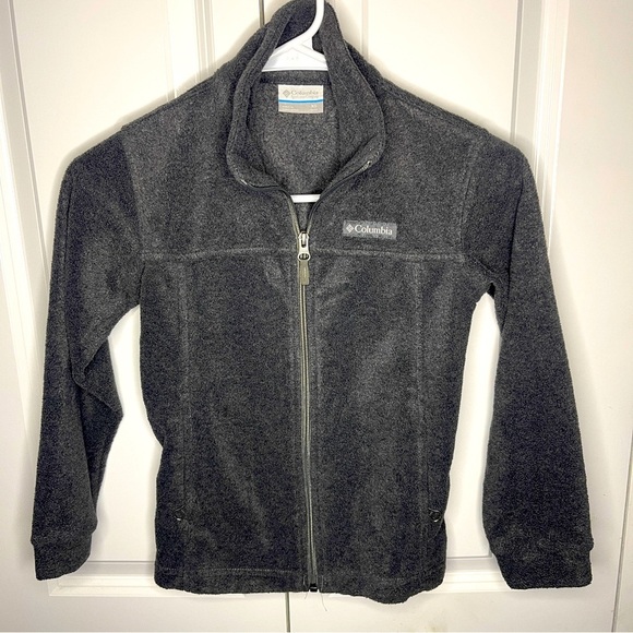 Columbia Fleece Full Zip Size XS Charcoal Gray Outdoor girl Youth Warm Adventure - Picture 1 of 7